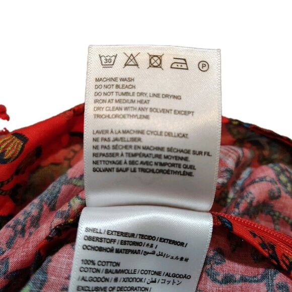 Farm Rio One Shoulder Puff Sleeve Boho Crop Top Red Paisley Floral Embroidered S - Picture 7 of 13